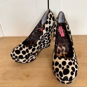 Betsy Johnson calf hair platform wedges